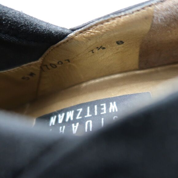 Stuart Weitzman Shoe Women 7.5 Pump Block Heel Slip On Classic Leather Black 90s - Picture 15 of 16